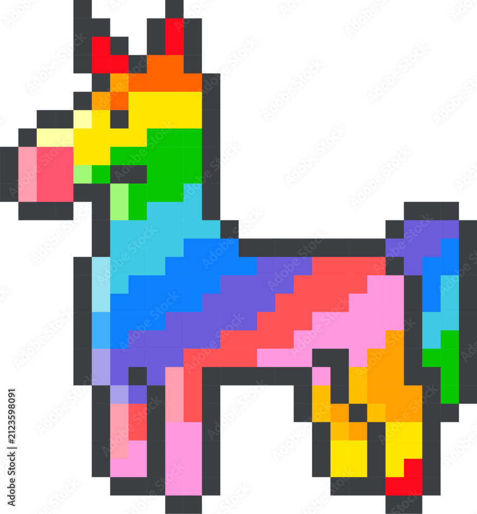 Obraz premium Unicorn Pinata Birthday Party Pixel Art