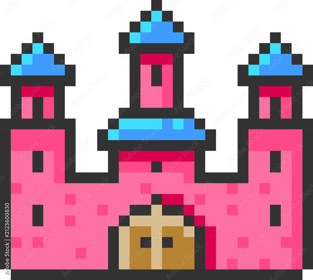 Fototapeta premium Castle With Towers Pixel Art