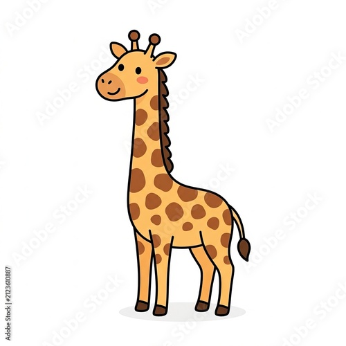 Cute cartoon giraffe with spots, isolated on white background, illustration