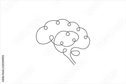 Human Brain One Line Art Continuous Line Drawing Minimalist Vector Illustration