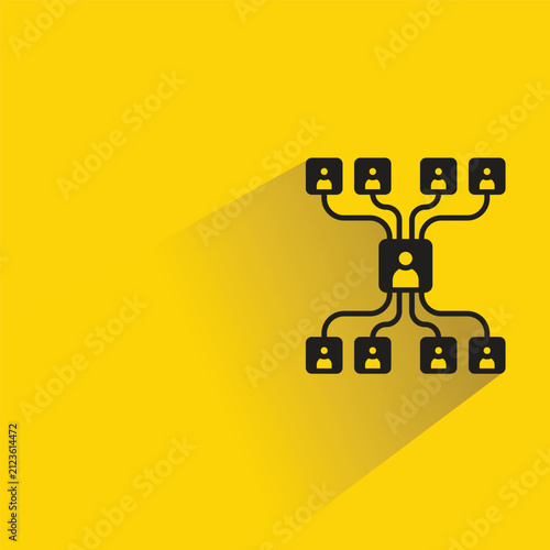 Fotografie people linking network icon with shadow on yellow background