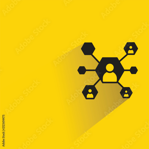 Quadro su tela people linking network icon with shadow on yellow background