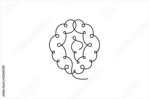 Human Brain One Line Art Continuous Line Drawing Minimalist Vector Illustration