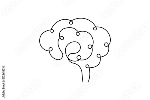 Human Brain One Line Art Continuous Line Drawing Minimalist Vector Illustration