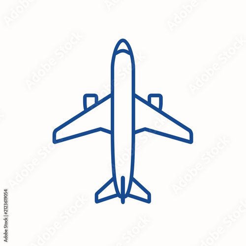 Airplane Silhouette Top View Line Art Illustration