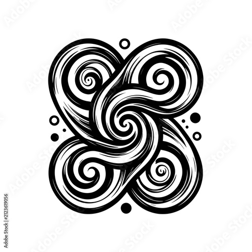 Abstract Black and White Swirling Pattern Illustration