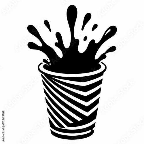 Black and White Stylized Splash Illustration in Cup