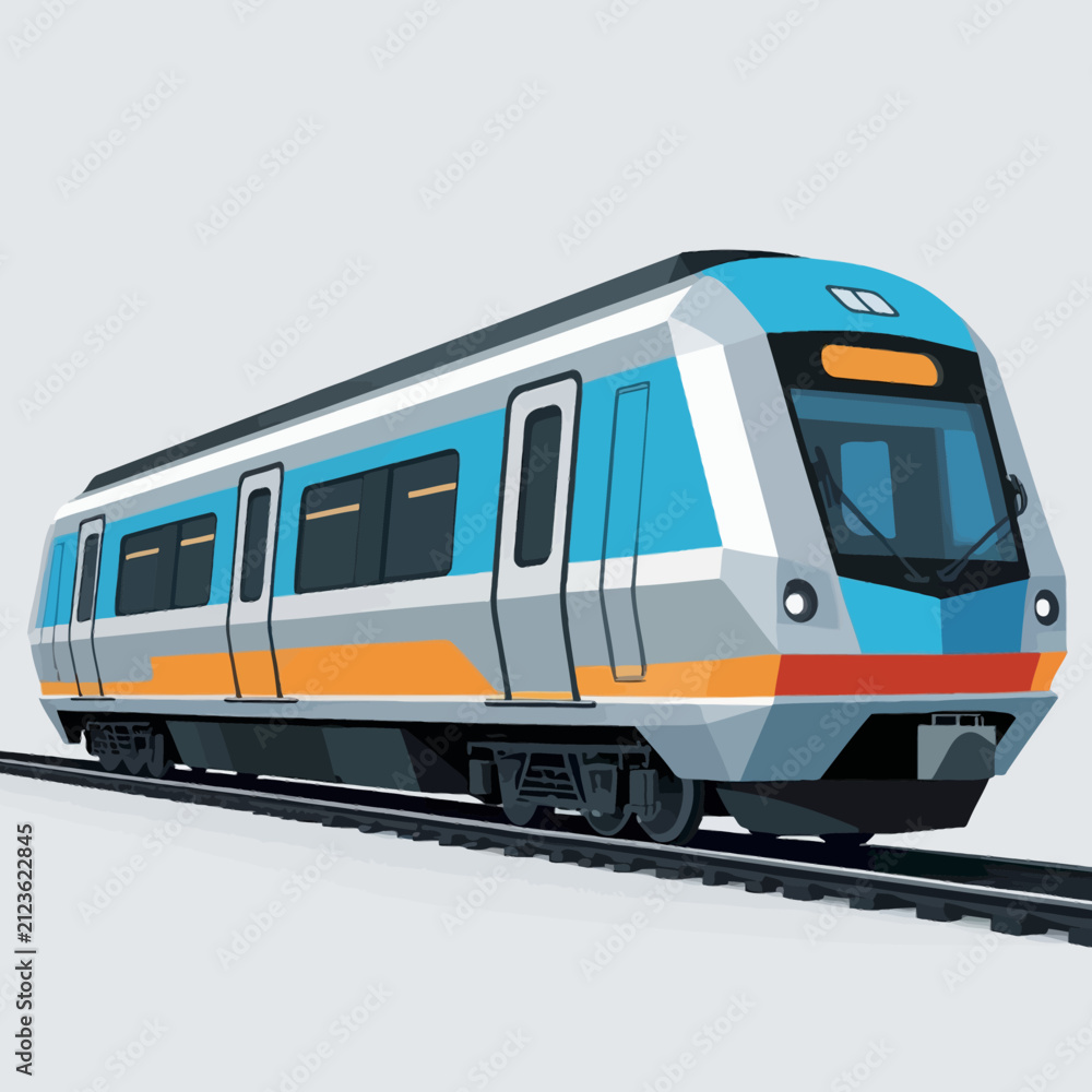 Obraz premium Modern Electric Train Traveling on Tracks.