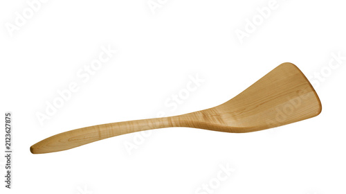 Fotografía Curved wooden spatula with a wide flat head, isolated on transparent background