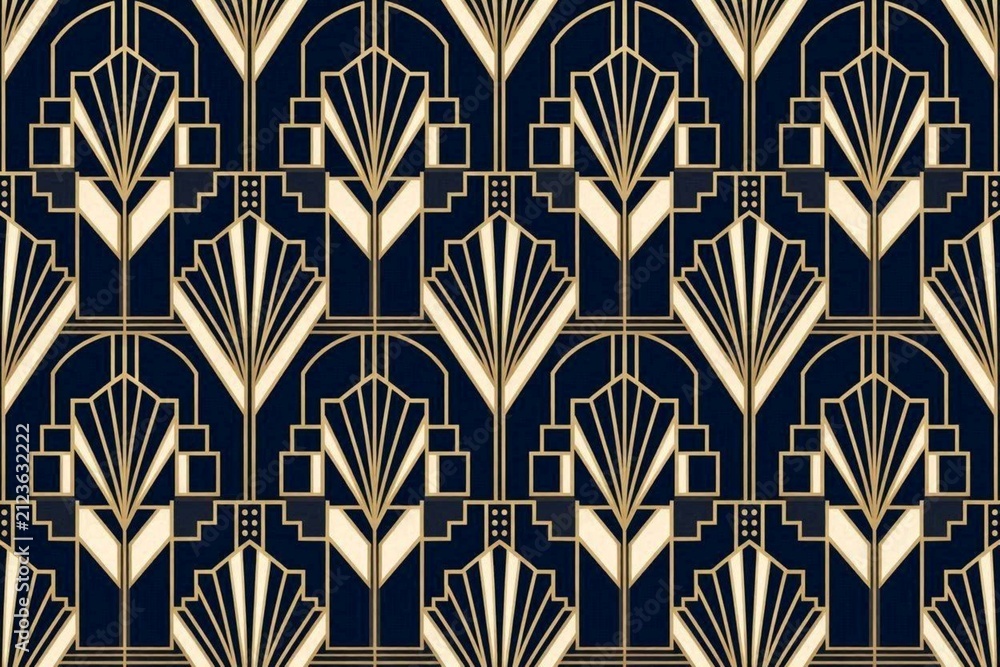 Luxury Art Deco geometric seamless pattern gold and black