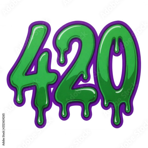Green Dripping 420 Number Transparent Background