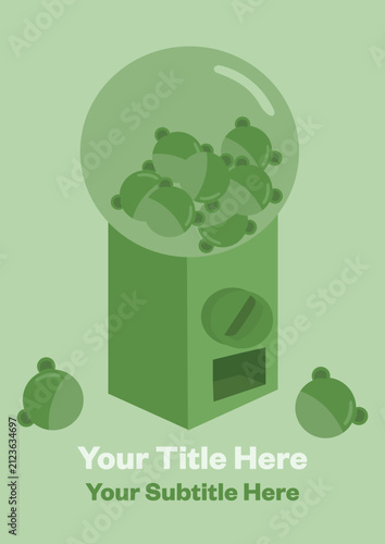 Cute Green Frog Gacha Machine Vector, Kawaii Frog Capsule Toy and Gachapon Illustration