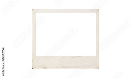 Old vintage polaroid photo frame isolated on transparent background for creative projects.