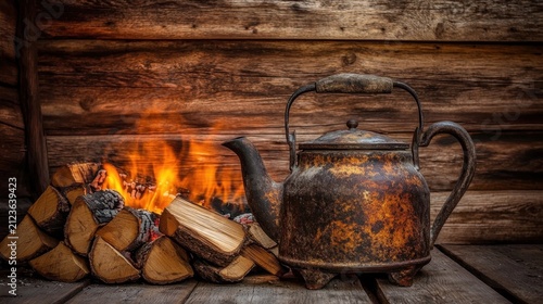 Vintage Kettle Near Fireplace Gigapixel Standard v2 6x