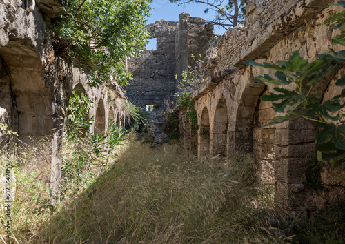 Cuadro en lienzo Overgrown Ancient Stone Ruins with Arched Passageways
