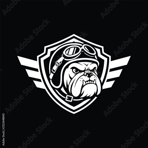  illustration of shield and bulldog head