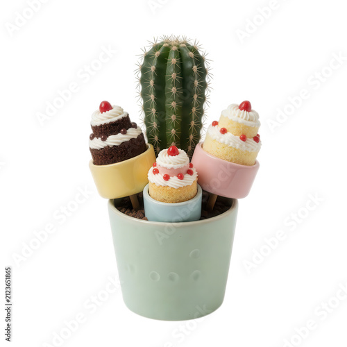 Cactus Cupcakes Dessert Mockup Transparent Background