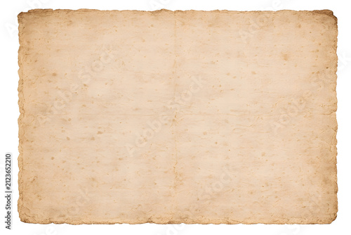 Vintage old paper background, retro texture with torn edges, antique parchment sheet for design, grunge scrapbook paper style isolated on white