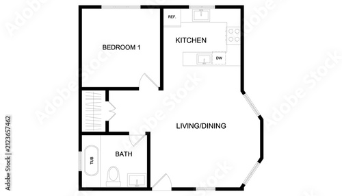 Modern Single Bedroom House Home Architectural Plan
