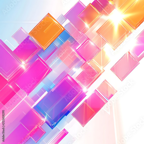 Abstract colorful geometric shapes with vibrant light effects and modern design.