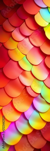 Silky scales shimmering in shades of orange, red, yellow, green, blue, indigo, and violet, violet, packaging
