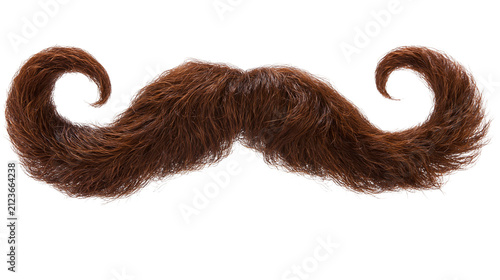Fotografía Curly brown bushy mustache, isolated on transparent background