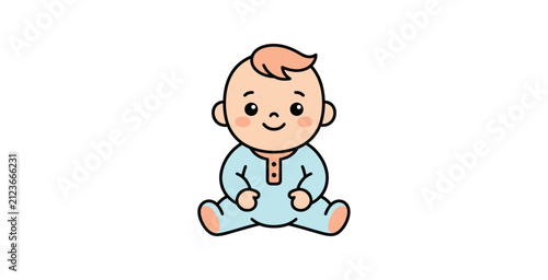 Cute Sitting Baby Vector Illustration