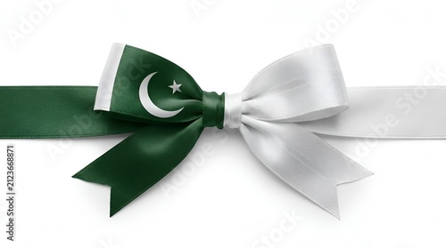 Round Pakistan Independence Day Badge with Crescent and Star Design