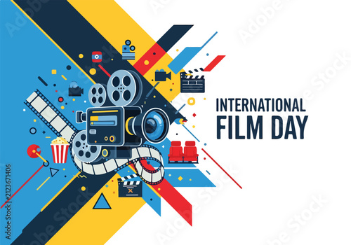 Quadro su tela International Film Day Celebration Graphics.