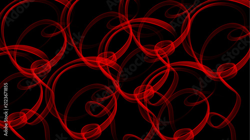 Red abstract smoke wave on black background