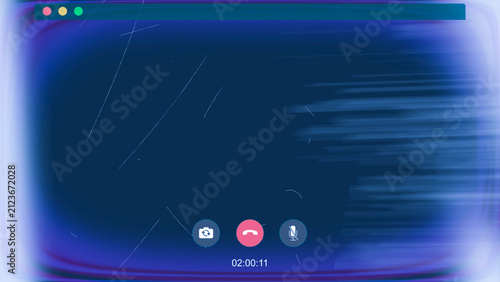 Принти на полотні Stylized empty video conference screen with camera, hang-up, and mute icons