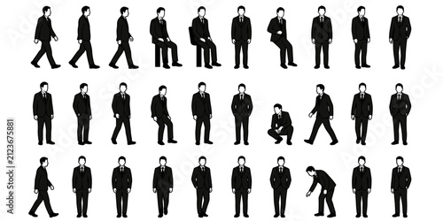 Businessman silhouette collection with multiple professional poses