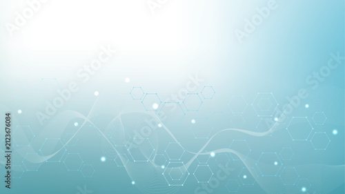 Obraz na płótnie Health care or medical abstract background with hexagons, lines and dots