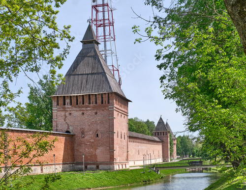 Smolensk Fortress Wall and Kopytenskaya Tower in Lopatinsky Garden, Russia