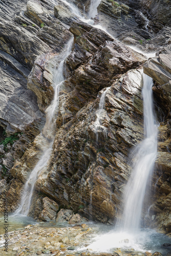 Waterfall near Rifugio Scarfiotti in the Rochemolles Valley, above Bardonecchia, Italian Alps.