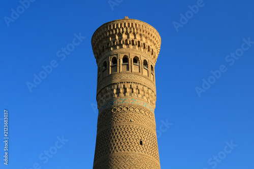 The Kalyan Minaret is located in the city of Bukhara, Uzbekistan. The minaret was built of brick in 1127. Its walls feature various motifs.