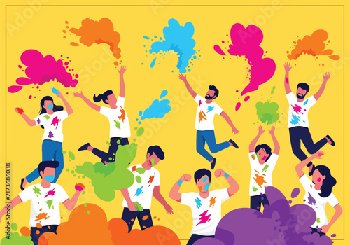 People Celebrating with Colorful Paint.