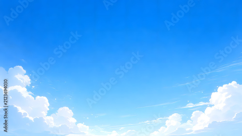 Tapety artystyczne 青空と白い雲、爽やかで開放的な雰囲気、企業広告向け背景