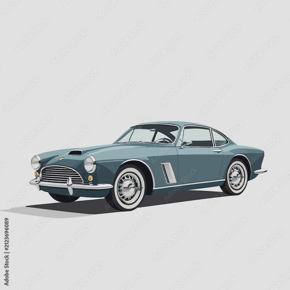 Naklejka premium Vintage Teal Sports Car Coupe Classic Automobile.