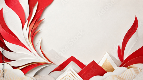 Layered red and white paper background for national event