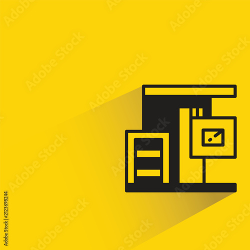 modern house building with shadow on yellow background