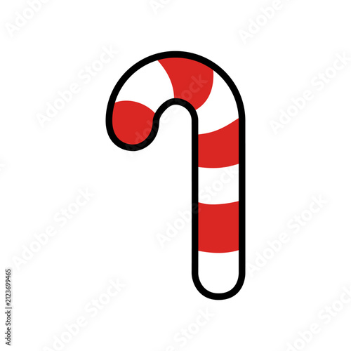 Cute christmas candy cane illustration, isolated cartoon red and white peppermint candy clipart on white