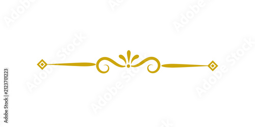 Elegant golden vintage decorative divider isolated on transparent background