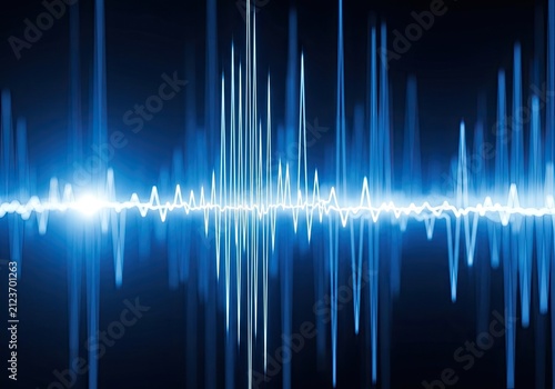 Abstract Blue Sound Waveform Visualization Glowing Brightly.