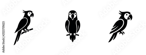 Принти на полотні Black Silhouette Icons of Parrots