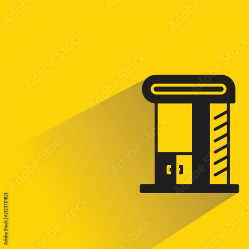 modern house building with shadow on yellow background