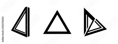 фотографія Black Silhouette Icons of Triangles from Different Angles