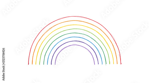 Hand drawn rainbow illustration. Colorful doodle arc isolated on white background.