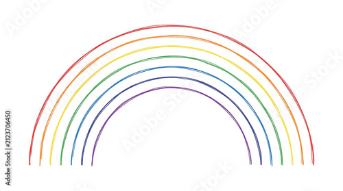 Hand drawn rainbow illustration. Colorful crayon sketch isolated on white background.