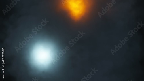 Concept Animation of a cinematic mysterious smoke background with searching lights